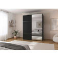 SCHWEBETÜRENSCHRANK 201/223/68 cm 2-türig Schwarz  - Chromfarben/Schwarz, KONVENTIONELL, Glas/Holzwerkstoff (201/223/68cm) - Novel