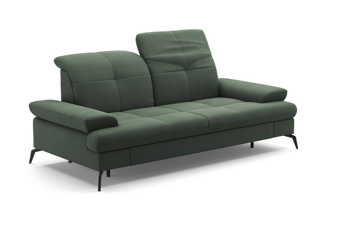 3-SITZER-SOFA in Flachgewebe Grün  - Schwarz/Grün, Konventionell, Textil/Metall (212/90/122cm) - Sit & More