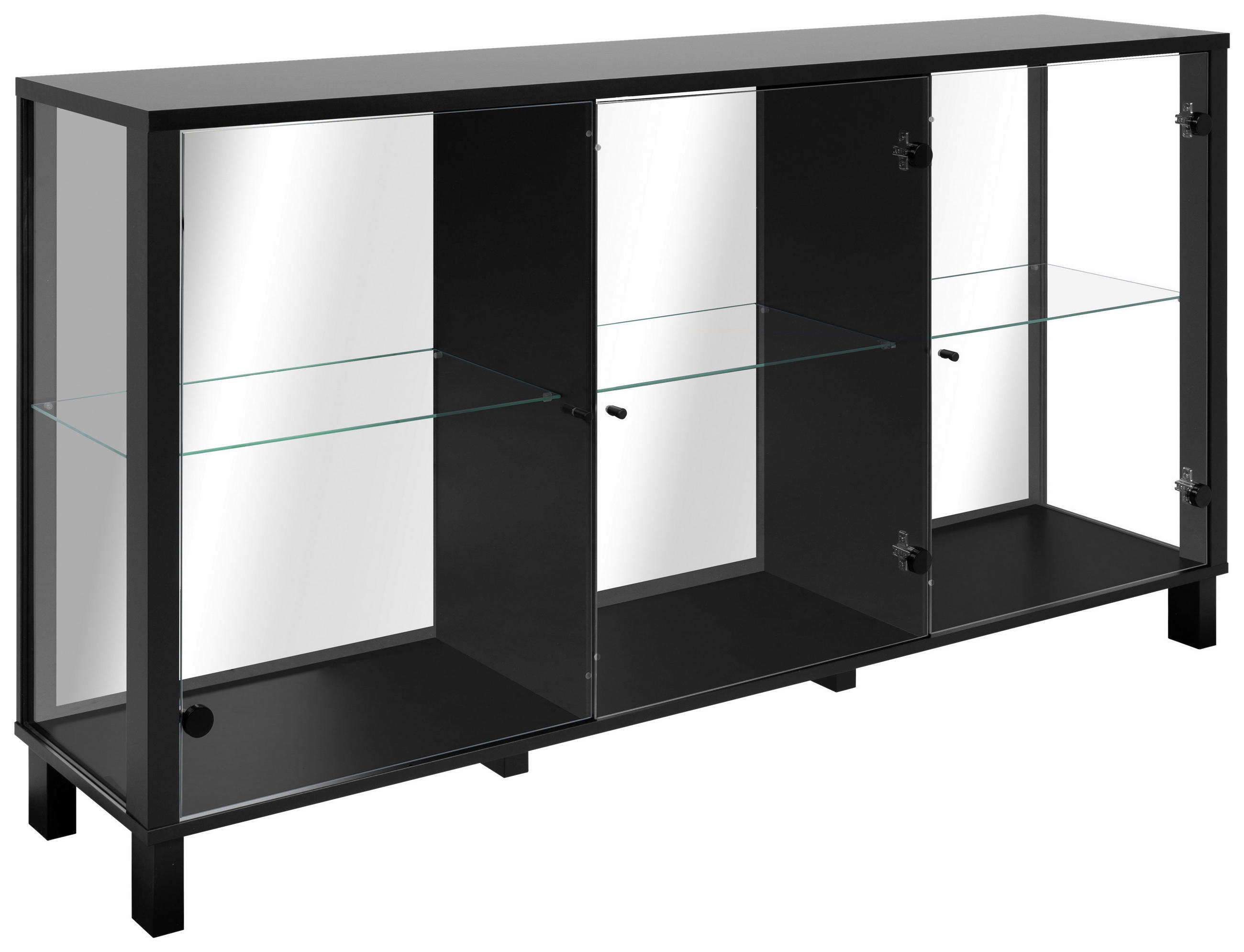SIDEBOARD  in 160/85/37,5 cm  - Schwarz, KONVENTIONELL, Glas/Holzwerkstoff (160/85/37,5cm) - Carryhome