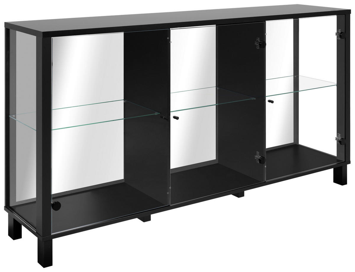 SIDEBOARD  in 160/85/37,5 cm  - Schwarz, KONVENTIONELL, Glas/Holzwerkstoff (160/85/37,5cm) - Carryhome