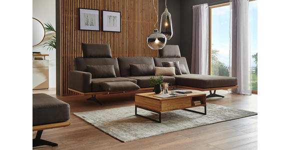 WOHNLANDSCHAFT in Textil Braun - Schwarz/Braun, Natur, Textil/Metall (326/170cm) - Valnatura