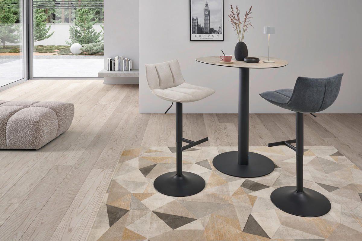 BARSKI STOL, bež  - črna/bež, Moderno, kovina/tekstil (46/87-108/52cm) - MID.YOU