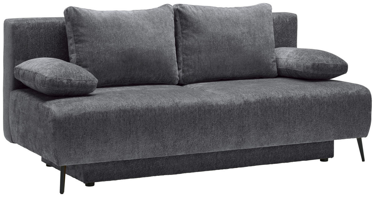 SCHLAFSOFA Webstoff Dunkelgrau  - Dunkelgrau/Schwarz, MODERN, Textil/Metall (200/90/100cm) - Ti'me