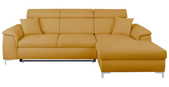 ECKSOFA in Flachgewebe Senfgelb  - Chromfarben/Senfgelb, KONVENTIONELL, Textil/Metall (268/175cm) - Carryhome