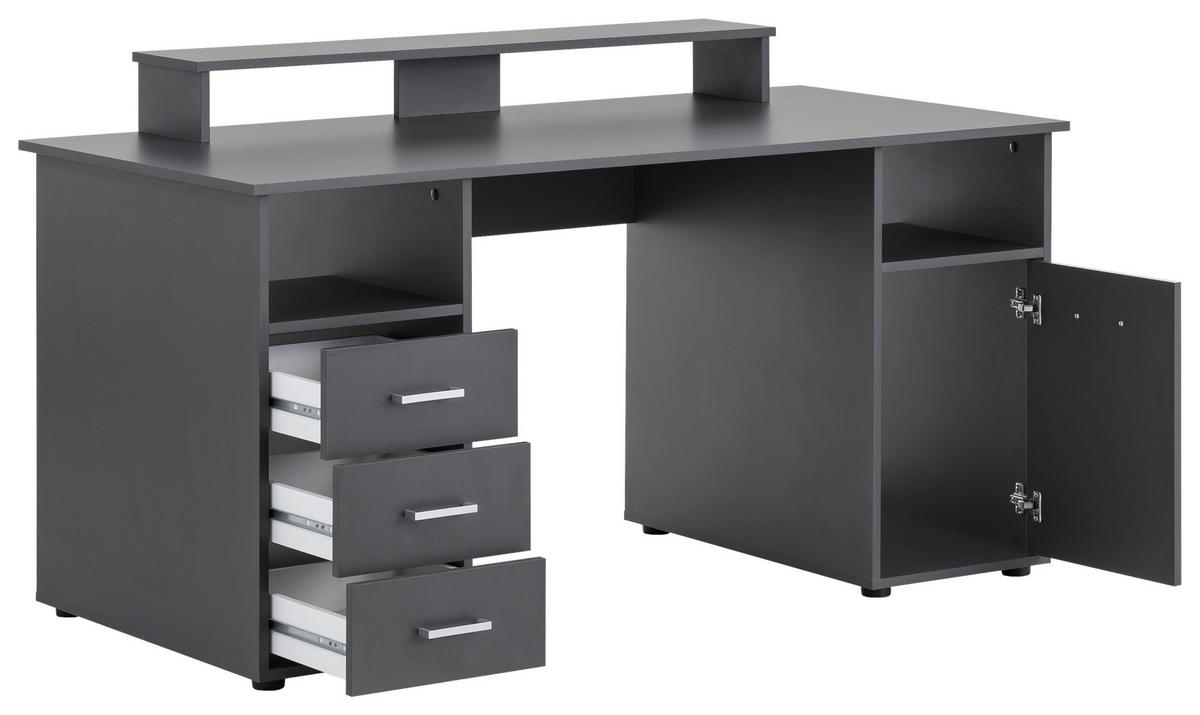 SCHREIBTISCH 150/70/70 cm  in Anthrazit  - Anthrazit/Silberfarben, MODERN, Holzwerkstoff/Kunststoff (150/70/70cm) - MID.YOU