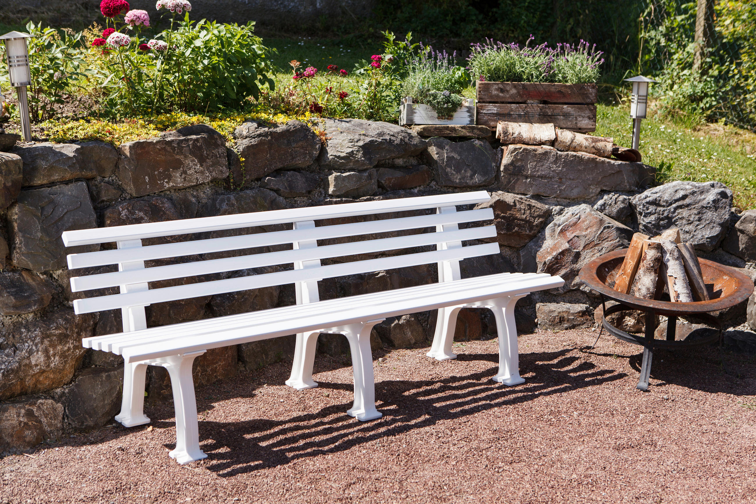 GARTENBANK 200/74/54 cm   - Weiß, Basics, Kunststoff (200/74/54cm) - Modante