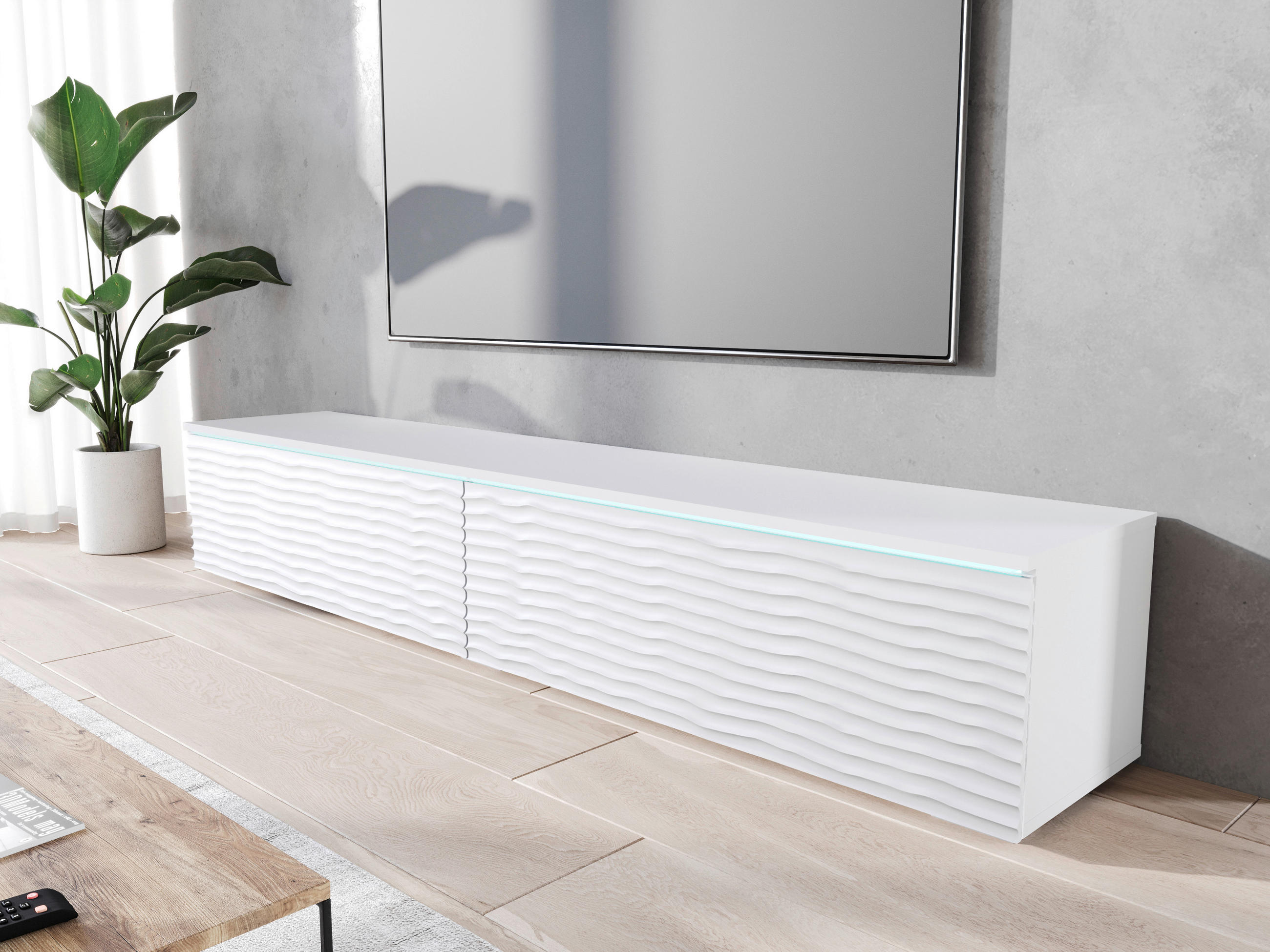 NÍZKÁ KOMODA, bílá, 180/30/33 cm - bílá/šedá, Lifestyle, kompozitní dřevo/plast (180/30/33cm) - P & B