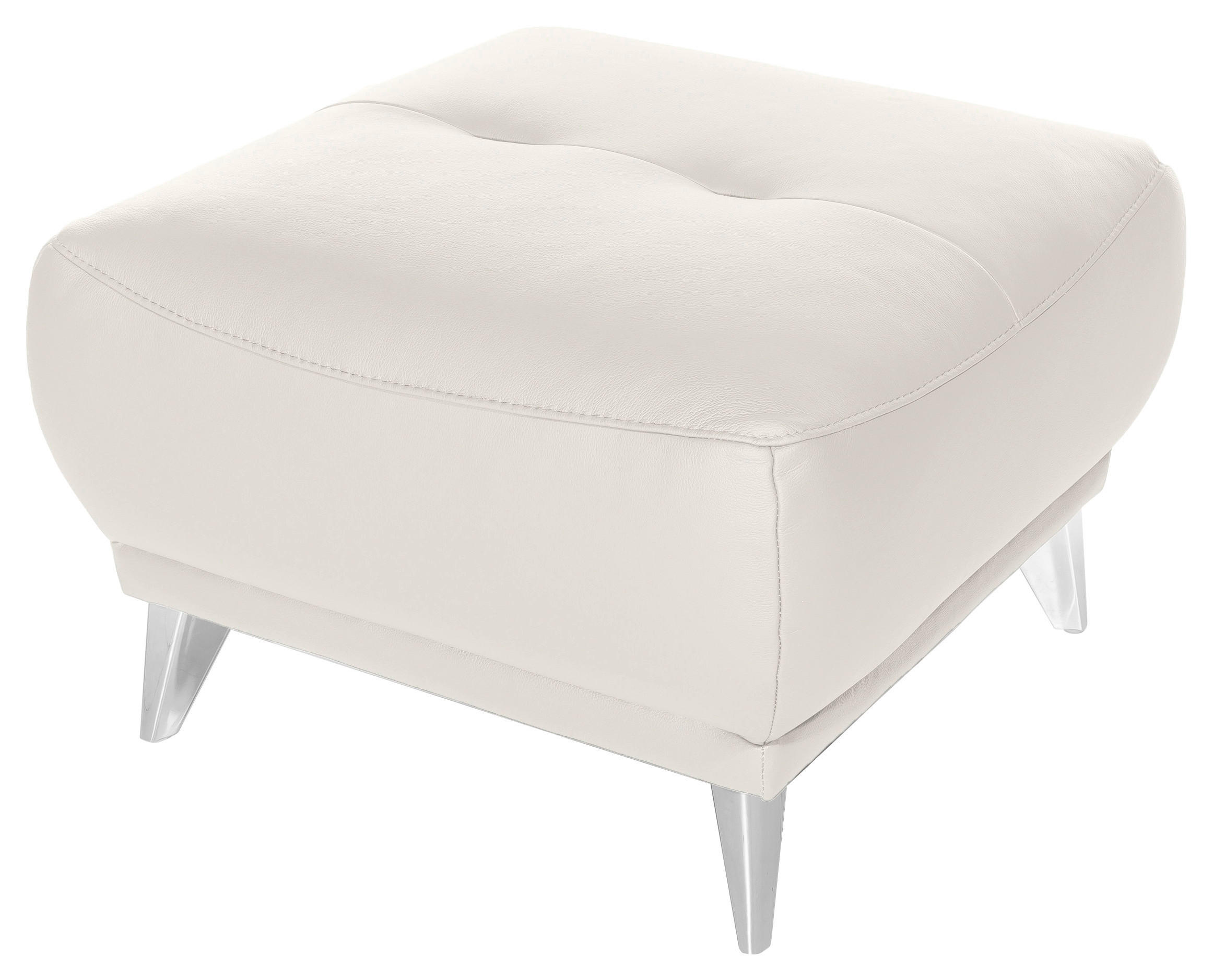HOCKER in Textil Weiss - Chromfarben/Weiss, Modern, Textil/Metall (65/46/65cm) - MID.YOU