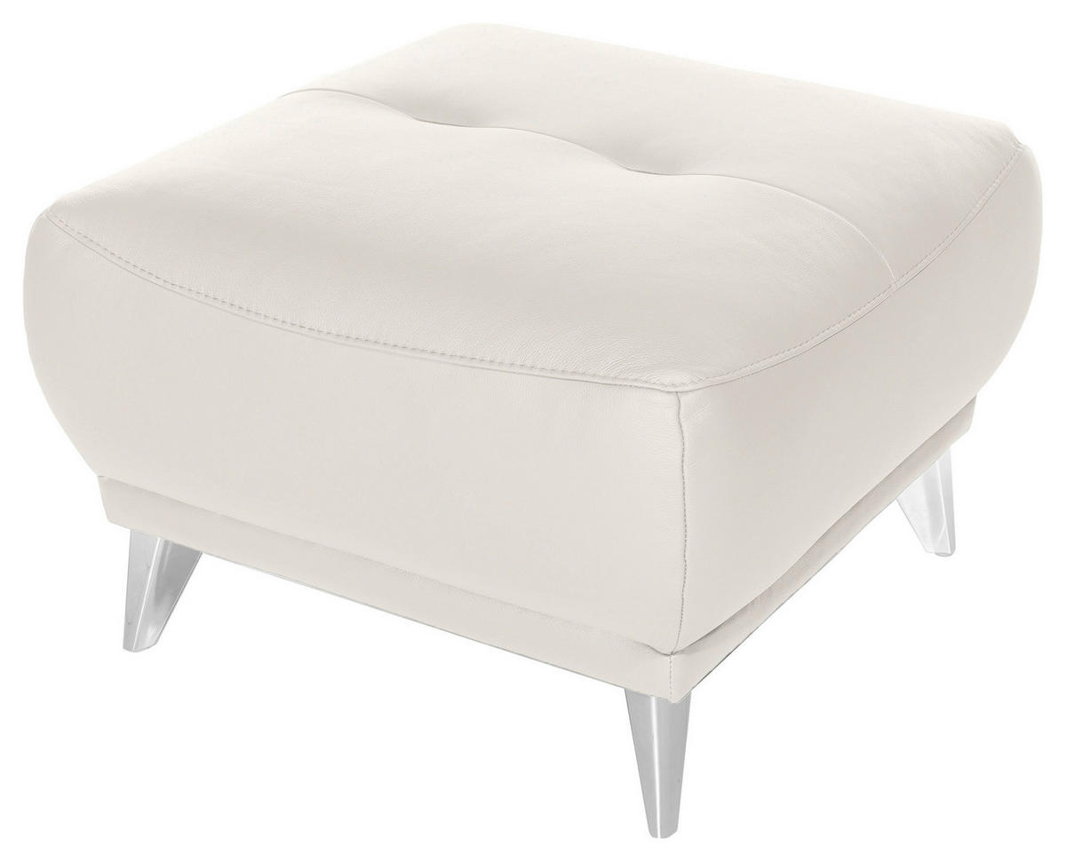 HOCKER in Textil Weiss  - Chromfarben/Weiss, Modern, Textil/Metall (65/46/65cm) - MID.YOU