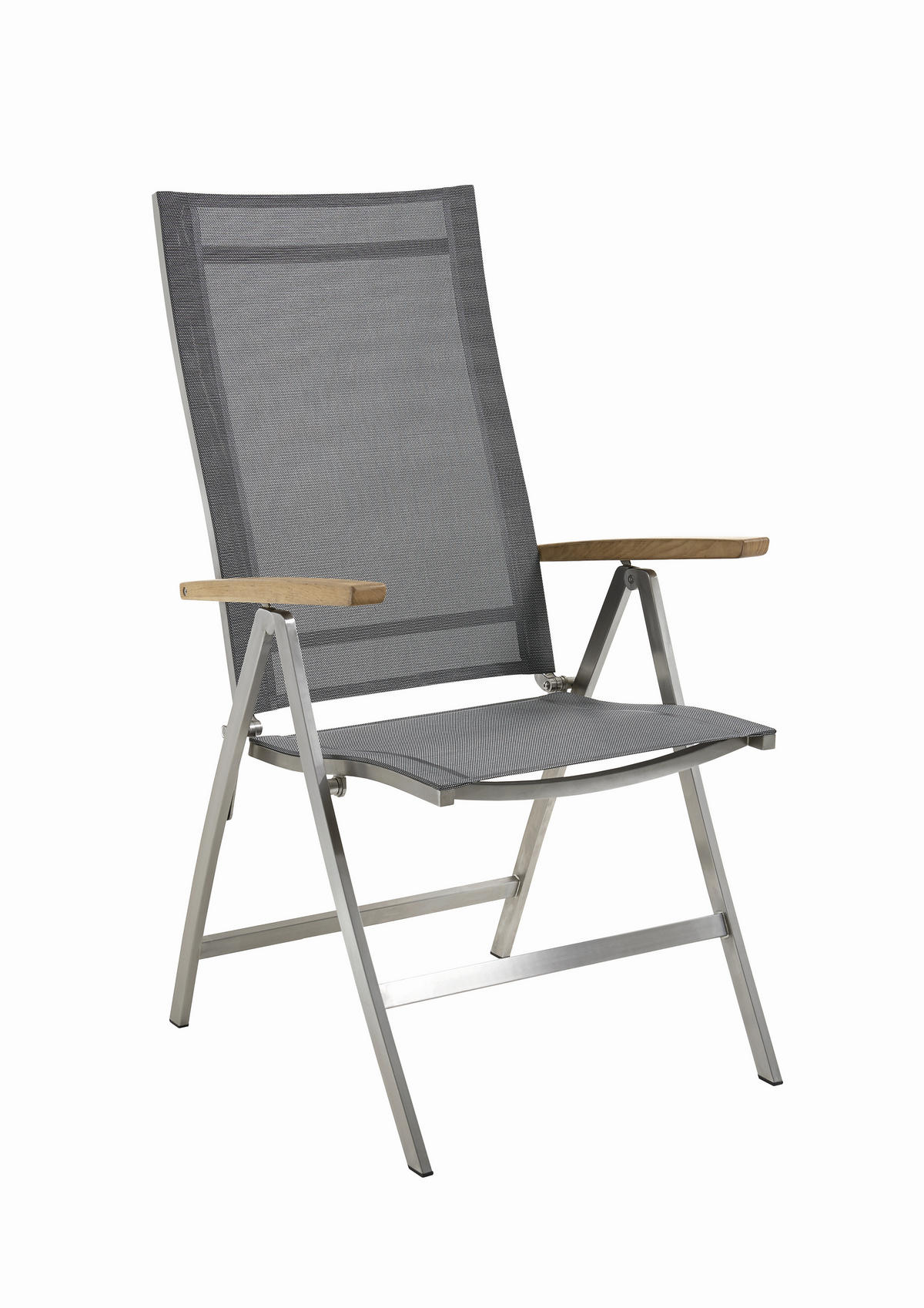 GARTENSTUHL Edelstahl Grau, Edelstahlfarben  - Edelstahlfarben/Grau, Basics, Holz/Textil (60/112/73cm)