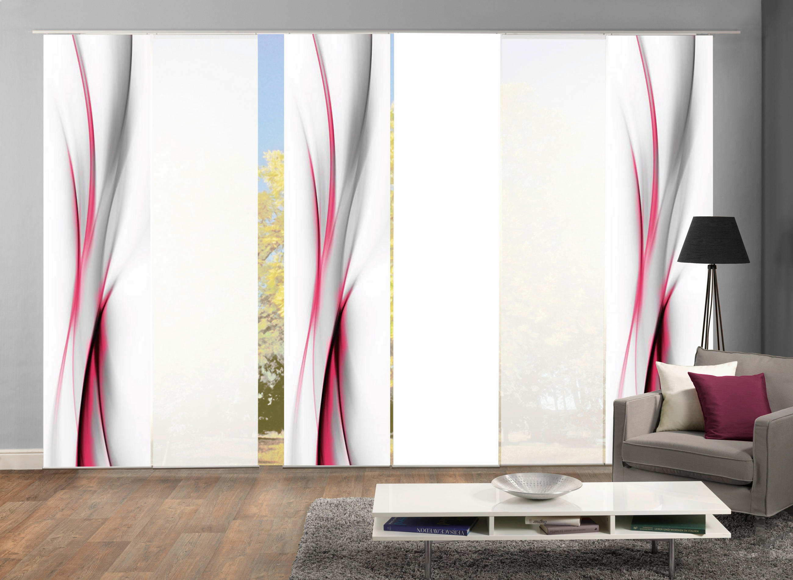 FLÄCHENVORHANG  6 Stück  halbtransparent   60/245 cm  - Rot, Design, Textil (60/245cm)