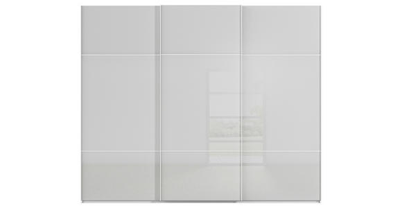 SCHWEBETÜRENSCHRANK 301/223/68 cm 3-türig Grau, Weiß - Weiß/Grau, KONVENTIONELL, Glas/Holzwerkstoff (301/223/68cm) - Novel