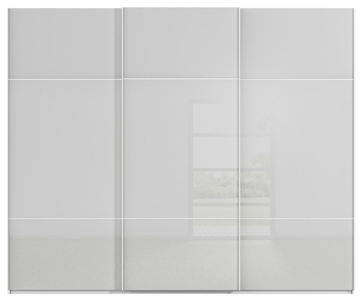 SCHWEBETÜRENSCHRANK in Grau, Weiss  - Weiss/Grau, Konventionell, Glas/Holzwerkstoff (242/223/68cm) - Novel