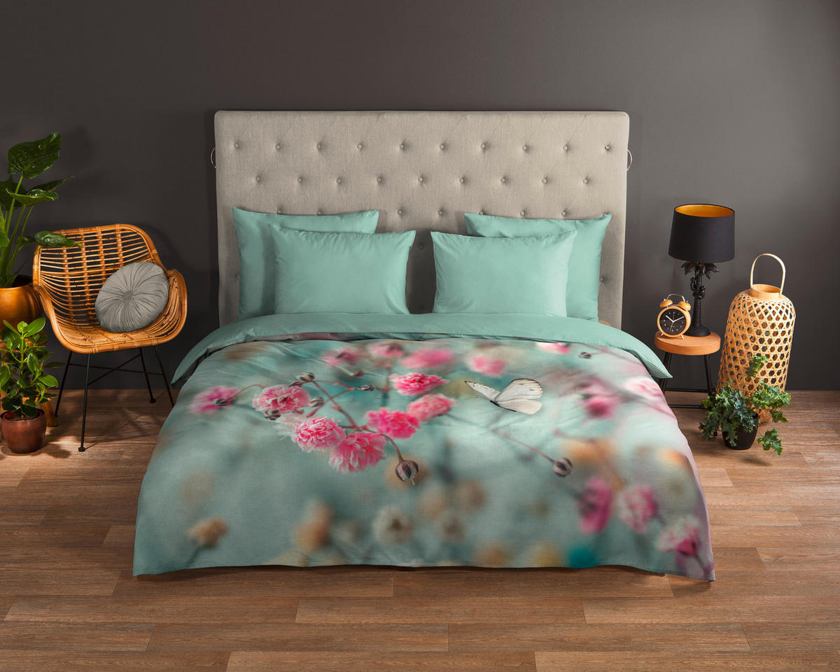 WENDEBETTWÄSCHE Good Morning Renforcé 140/200 cm  - Salbeigrün/Mintgrün, Design, Textil (140/200cm)