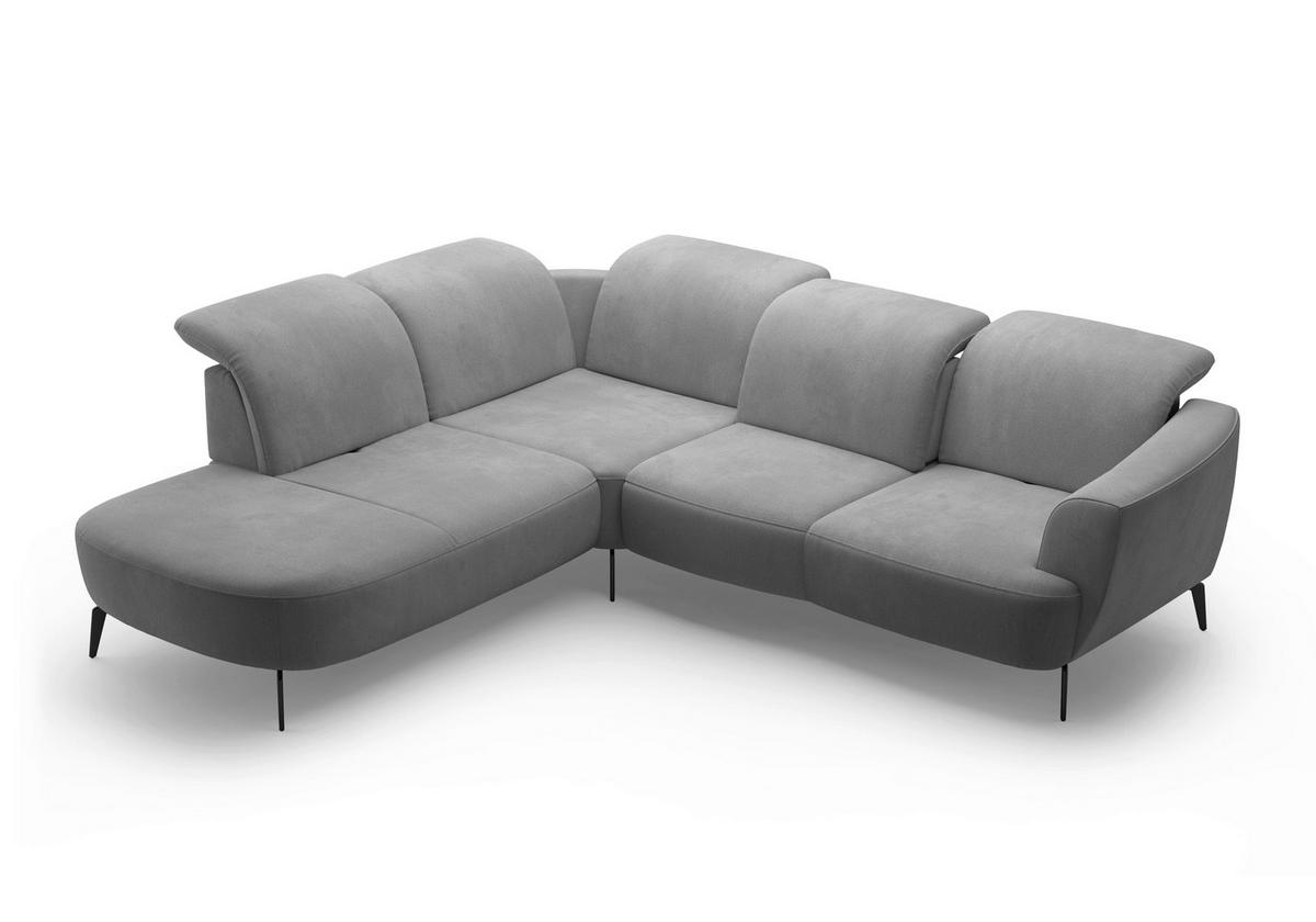 ECKSOFA in Flachgewebe Grau  267/300 cm  - Schwarz/Grau, KONVENTIONELL, Textil/Metall (267/300cm) - Sit & More