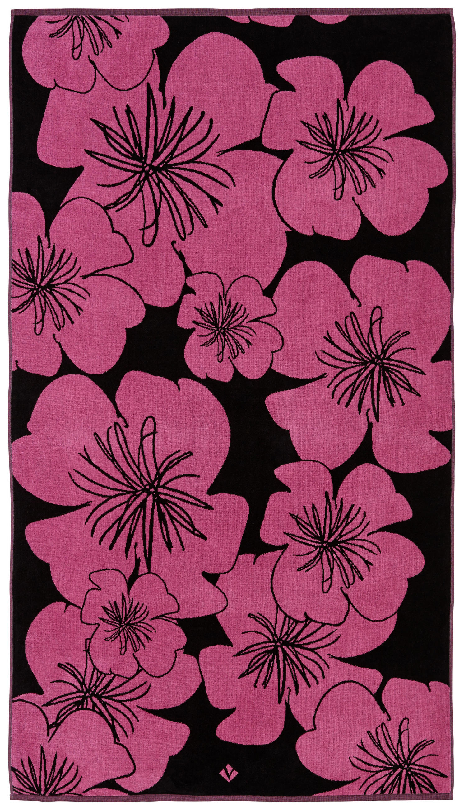 STRANDTUCH Flora Rosa, Schwarz 100/180 cm  - Schwarz/Rosa, Trend, Textil (100/180cm) - Vossen
