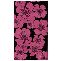 STRANDTUCH Flora Rosa, Schwarz 100/180 cm  - Schwarz/Rosa, Trend, Textil (100/180cm) - Vossen