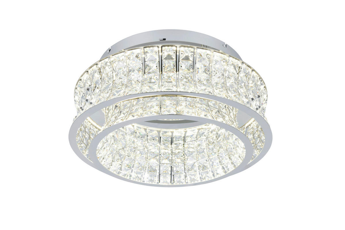 LED MENNYEZETI LÁMPA - krómszínű/áttetsző, Basics, Üveg/fém (50/24cm)