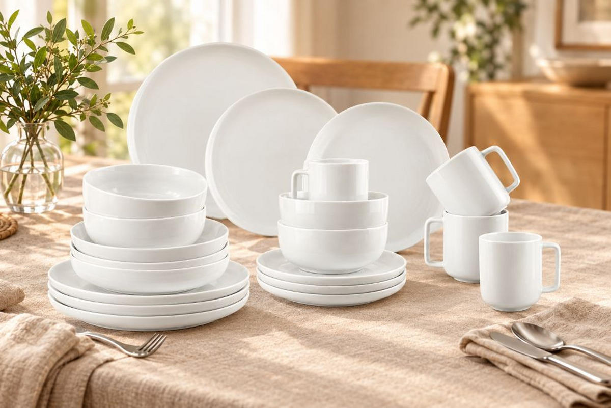 KOMBINOVANÁ SOUPRAVA 20dílné, porcelán keramika  - bílá, Trend, keramika - Dieter Knoll
