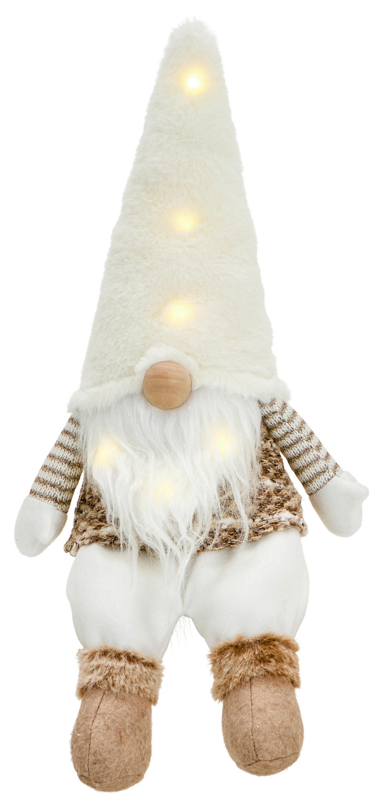 X-Mas Wichtel Weiß, Dunkelbraun, Hellbraun 21x46x10 cm
