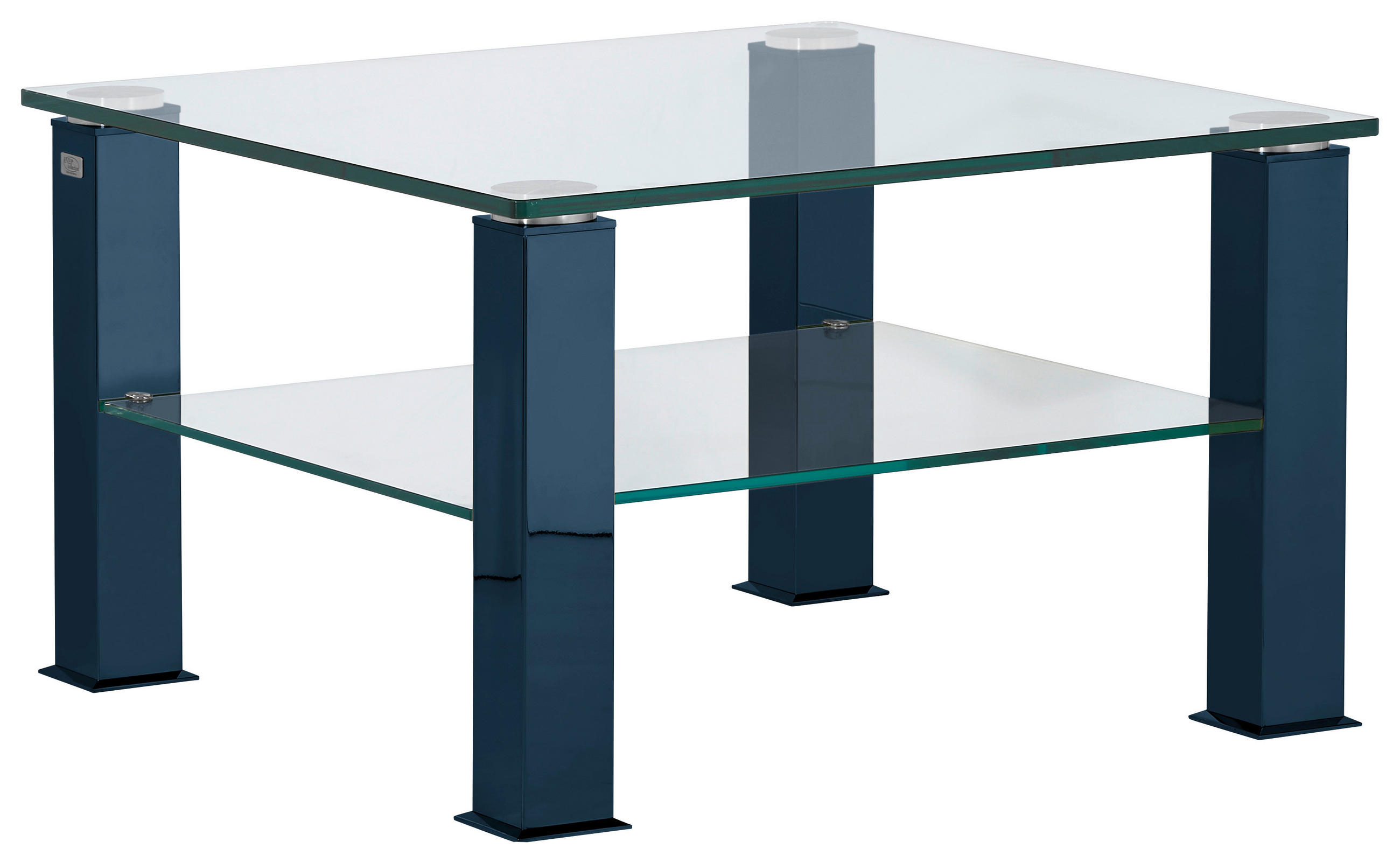 COUCHTISCH in Metall, Glas 75/75/42,5 cm  - Blau, Design, Glas/Kunststoff (75/75/42,5cm)
