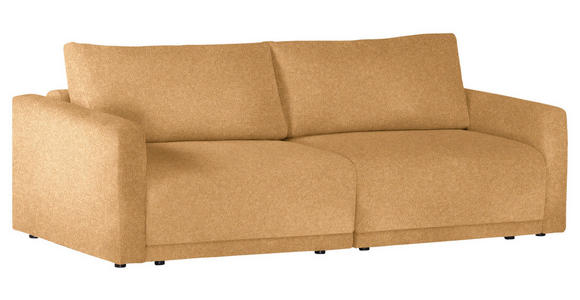 2,5-SITZER  in Flachgewebe Currygelb  - Currygelb/Schwarz, Design, Kunststoff/Textil (240/70/125cm) - Xora