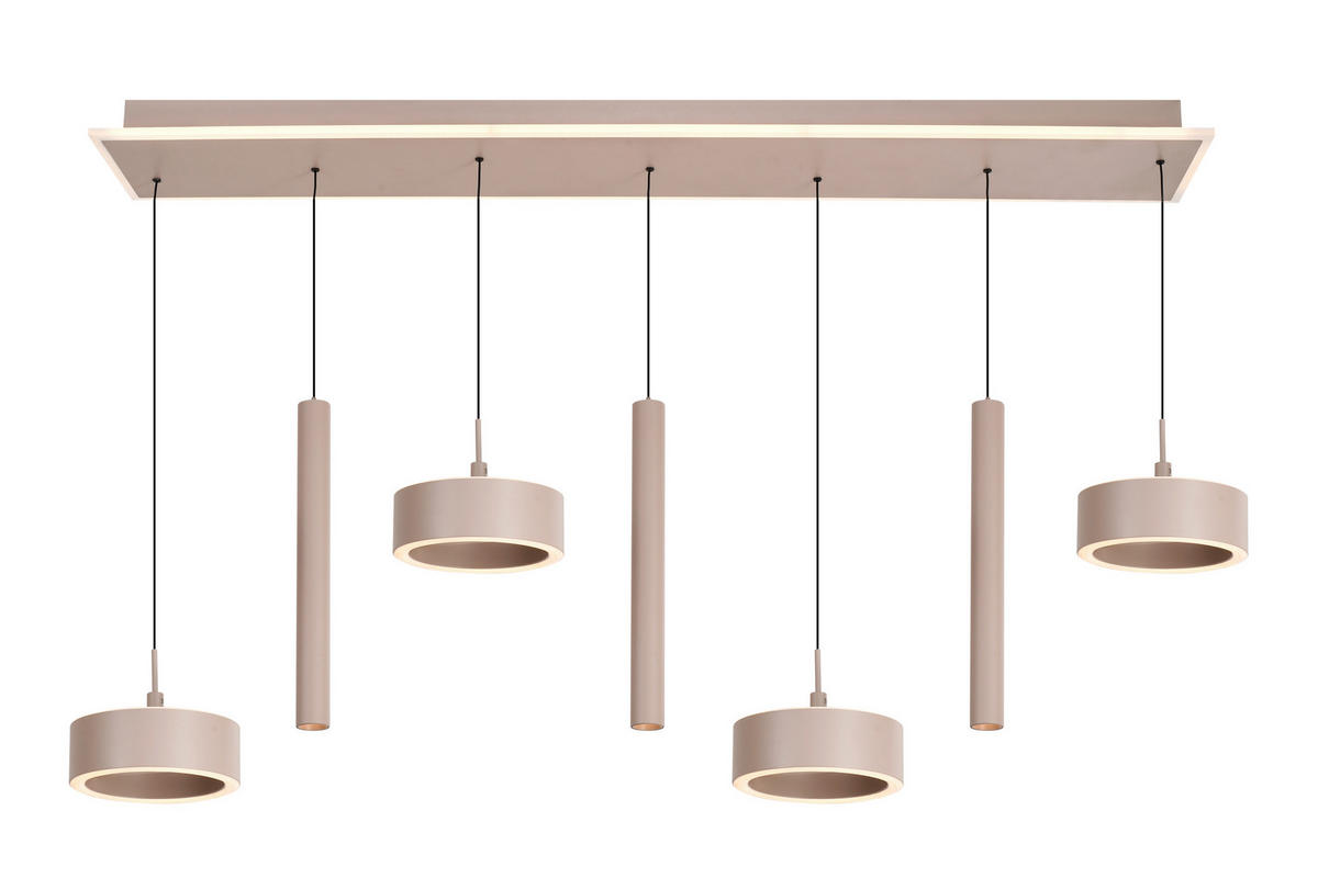 LED-HÄNGELEUCHTE Carnac 111/150/20 cm  - Sandfarben, Design, Kunststoff/Metall (111/150/20cm)