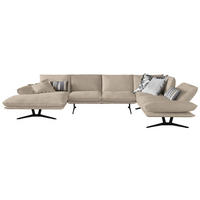 WOHNLANDSCHAFT in Echtleder Sandfarben  - Sandfarben/Schwarz, Natur, Leder/Metall (155/359/217cm) - Dieter Knoll