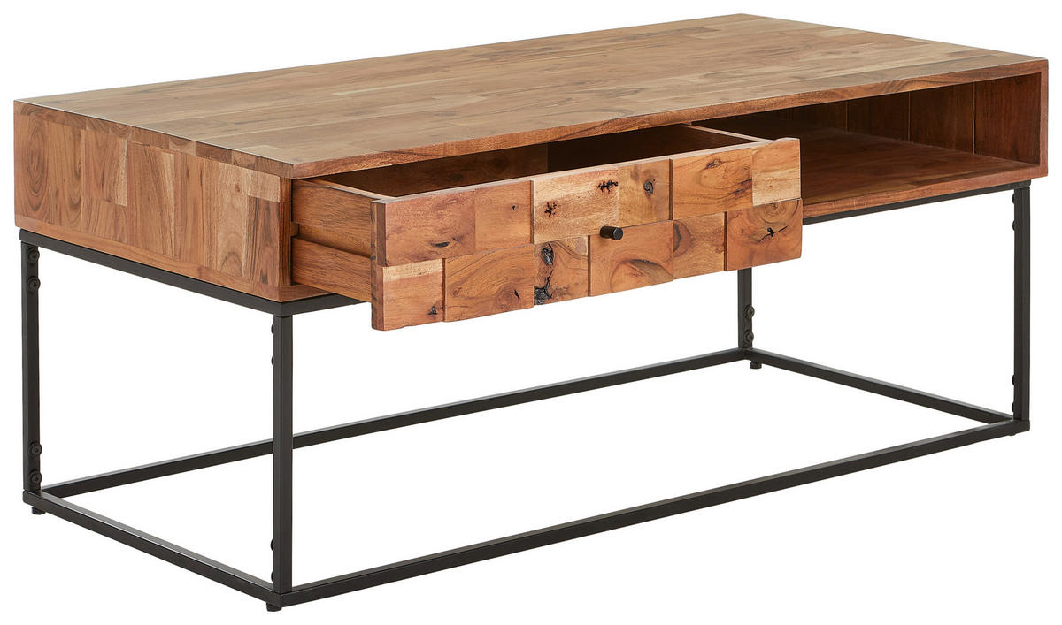 KLUB STOČIĆ  boja akacije  - boja akacije/crna, Trendi, drvo/metal (110/55/45cm) - Carryhome