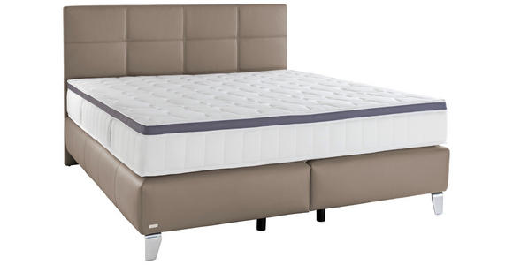 BOXSPRINGBETT 180/200 cm  in Beige  - Chromfarben/Beige, KONVENTIONELL, Leder/Textil (180/200cm) - Novel