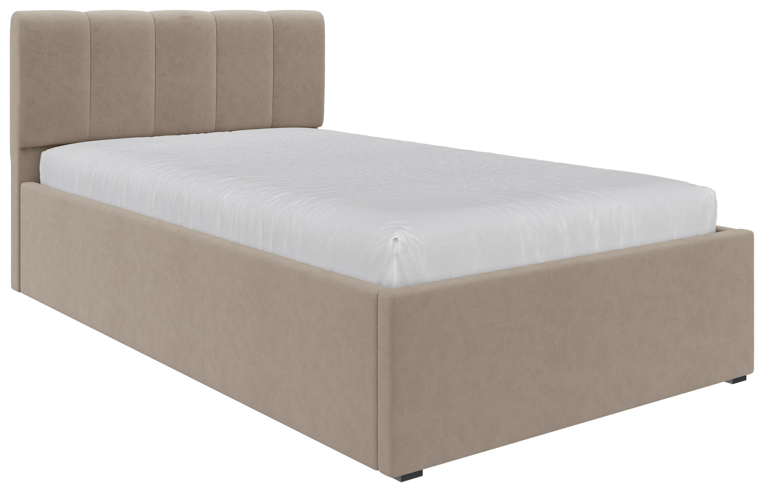 POLSTERBETT 120/200 cm  Hellbraun  - Hellbraun/Schwarz, Design, Holz/Kunststoff (120/200cm) - Stylife