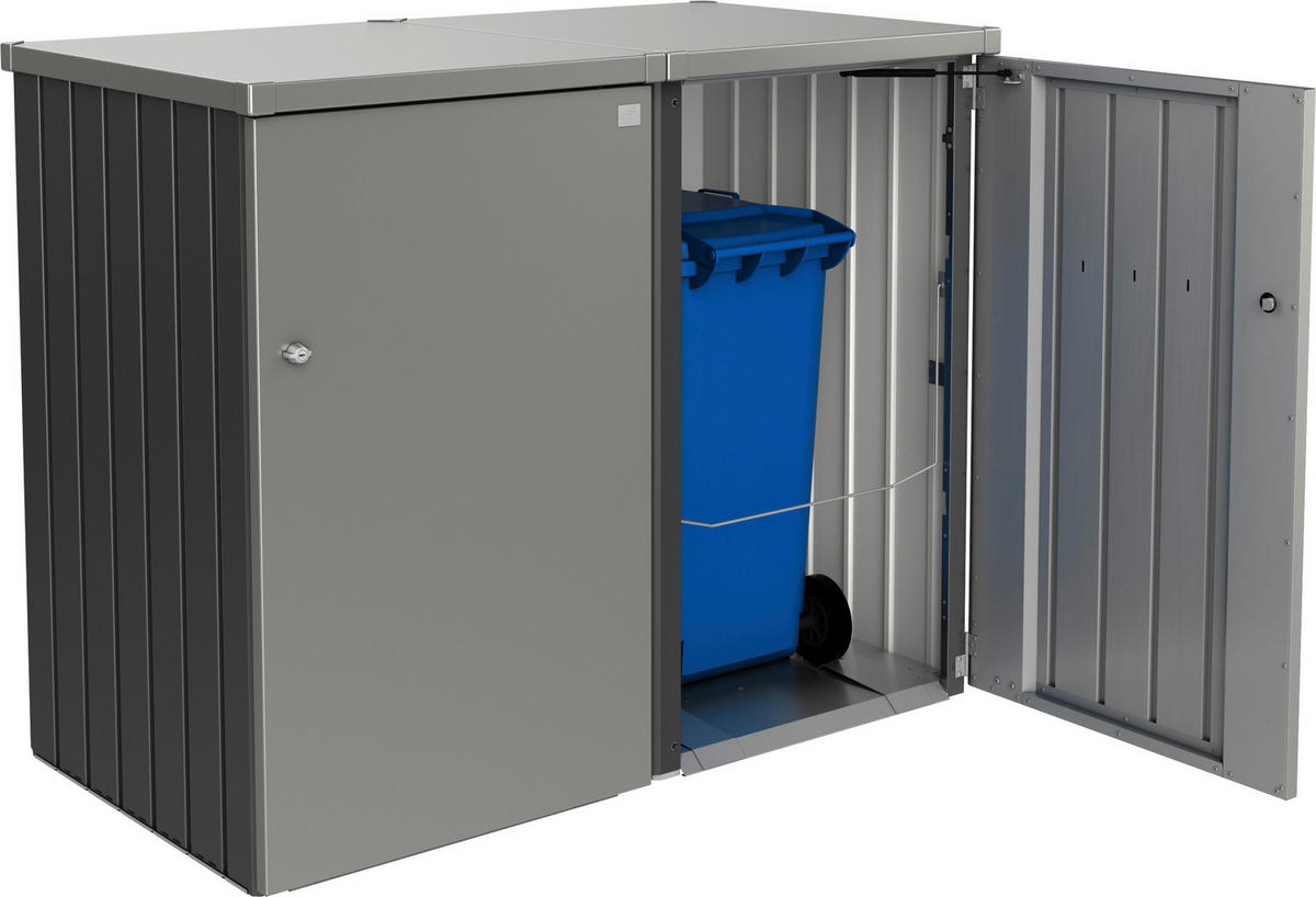 MÜLLTONNENBOX 80/129/88 cm  - Graphitfarben, Basics, Metall (80/129/88cm) - Biohort
