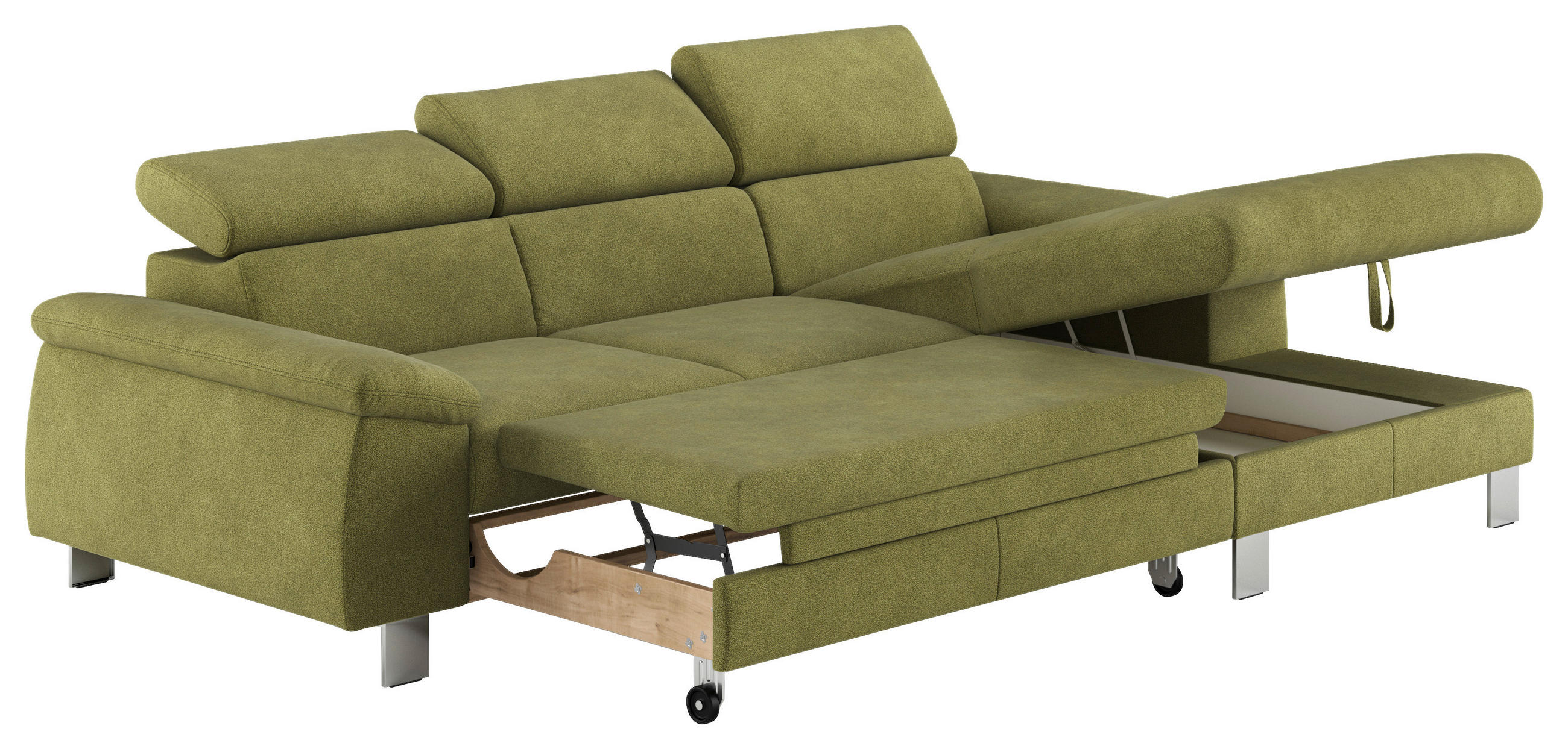 Thumbnail - Livetastic Ecksofa, Grün, Textil, 3-Sitzer, Ottomane rechts, L-Form, 244x166 cm, Made in EU, seitenverkehrt erhältlich, ...