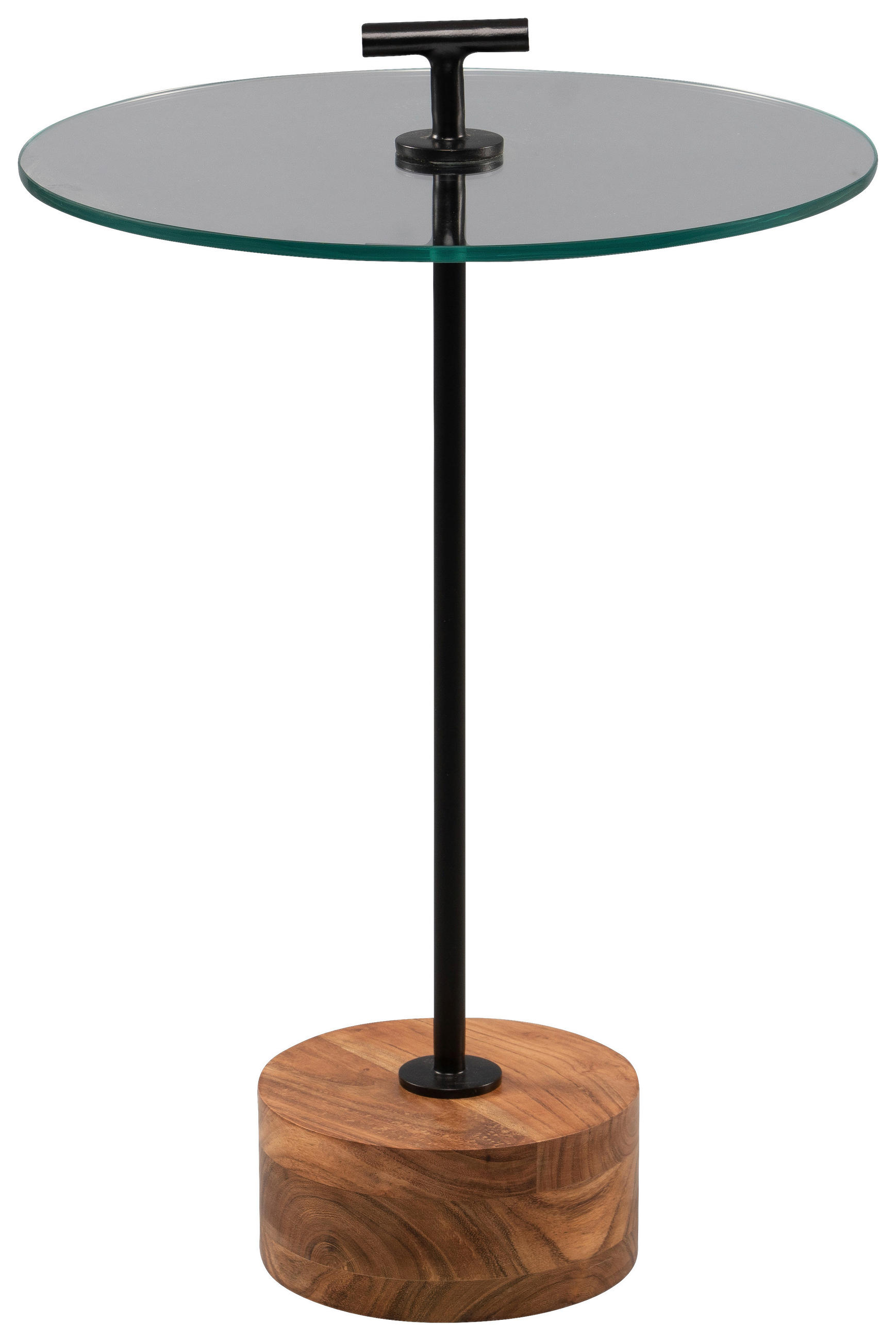 BEISTELLTISCH in Holz, Metall, Glas 40/40/46 cm  - Schwarz/Akaziefarben, Basics, Glas/Holz (40/40/46cm)