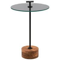 BEISTELLTISCH in Holz, Metall, Glas 40/40/46 cm  - Schwarz/Akaziefarben, Basics, Glas/Holz (40/40/46cm)