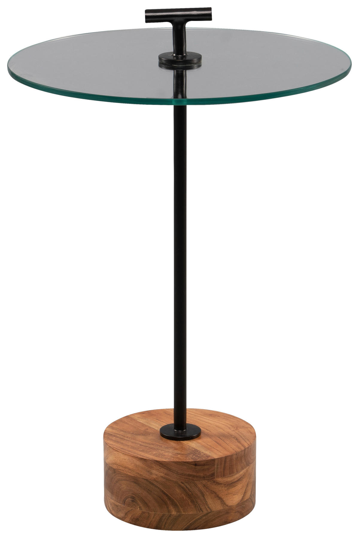 BEISTELLTISCH in Holz, Metall, Glas 40/40/46 cm  - Schwarz/Akaziefarben, Basics, Glas/Holz (40/40/46cm)