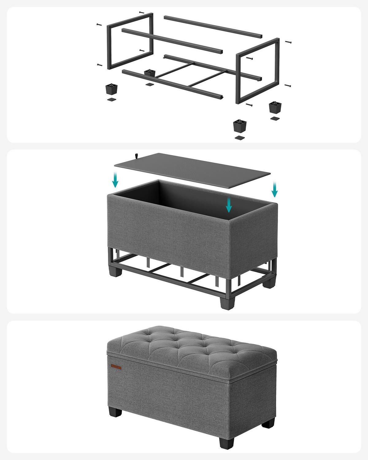 SITZBOX  - Dunkelgrau/Schwarz, Basics, Kunststoff/Textil (76/40/40cm)