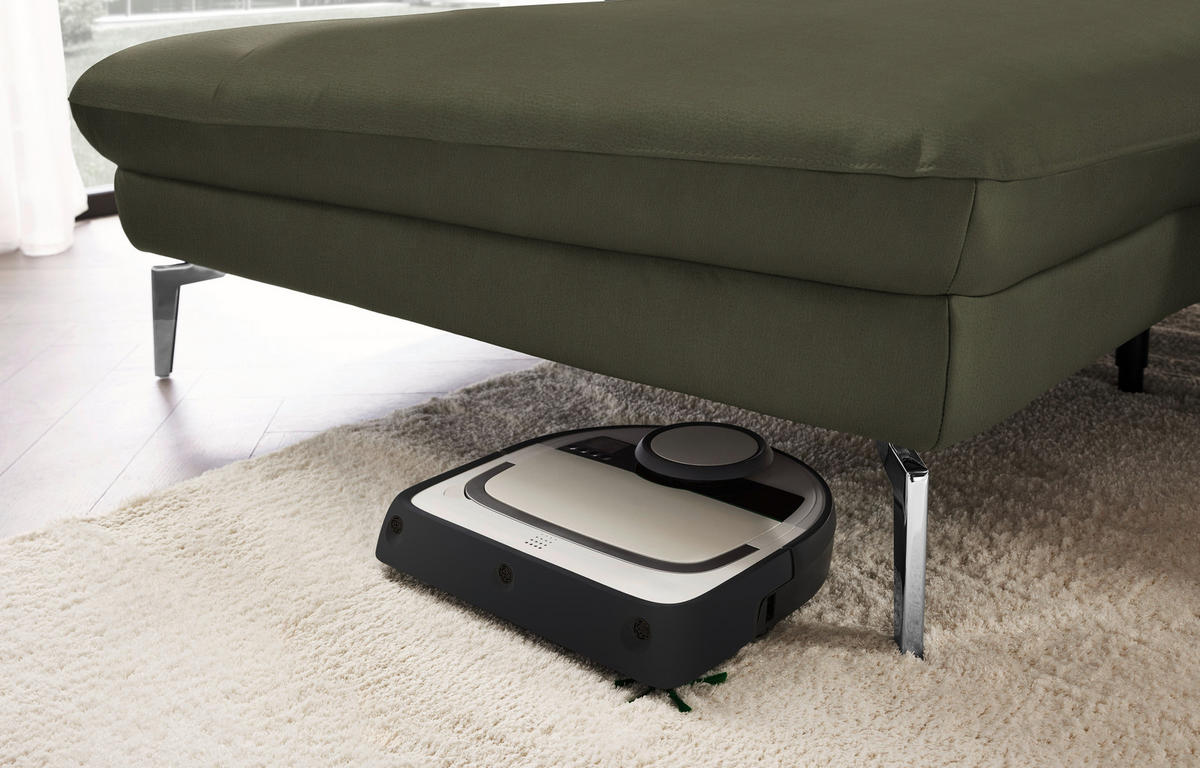 ECKSOFA in Echtleder Grau, Grün  - Schwarz/Grau, Design, Leder/Metall (157/325cm) - Dieter Knoll