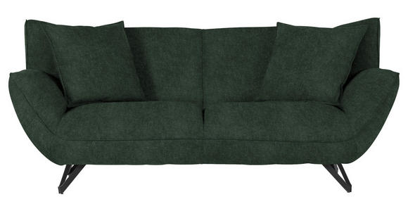 3-SITZER-SOFA in Samt Dunkelgrün  - Dunkelgrün/Schwarz, Design, Textil/Metall (203/90/95cm) - Carryhome