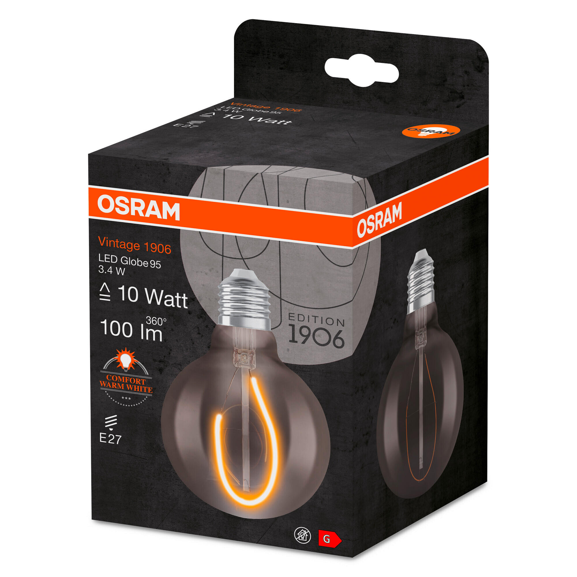 LED-LEUCHTMITTEL   E27 3,4 W 100 lm  - Hellgrau, Basics, Glas (9,5/13,8cm) - Ledvance