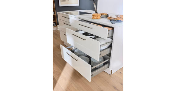 EINBAUKÜCHE - Eichefarben/Weiß, Design, Holzwerkstoff - Dieter Knoll
