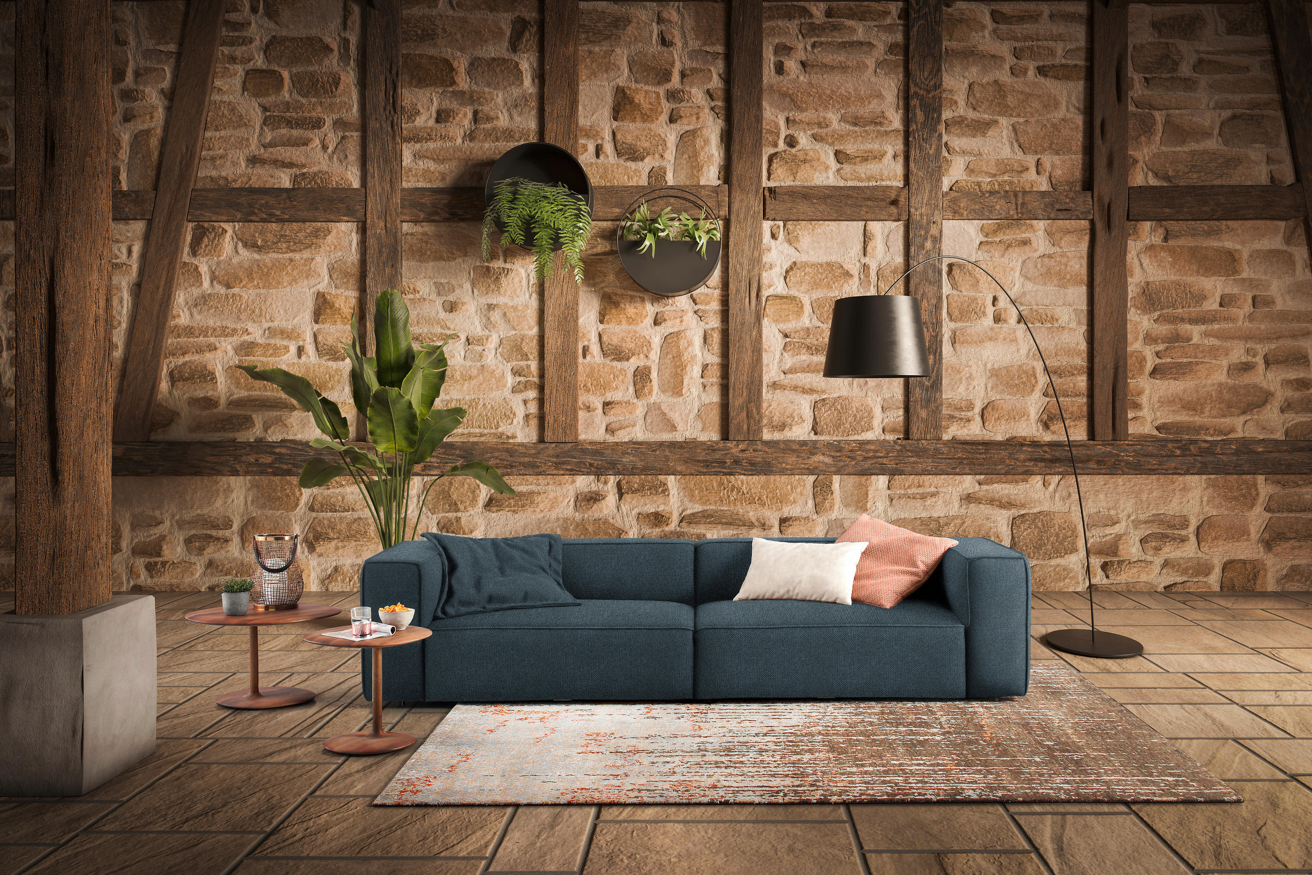 VIERSITZER-SOFA in Chenille  - Schwarz, Design, Kunststoff/Textil (300/66/104cm) - W.Schillig