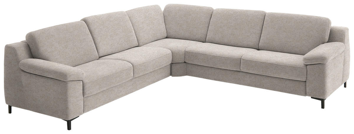 ECKSOFA in Chenille Beige  278/278 cm  - Beige/Schwarz, Design, Textil/Metall (278/278cm) - Valdera
