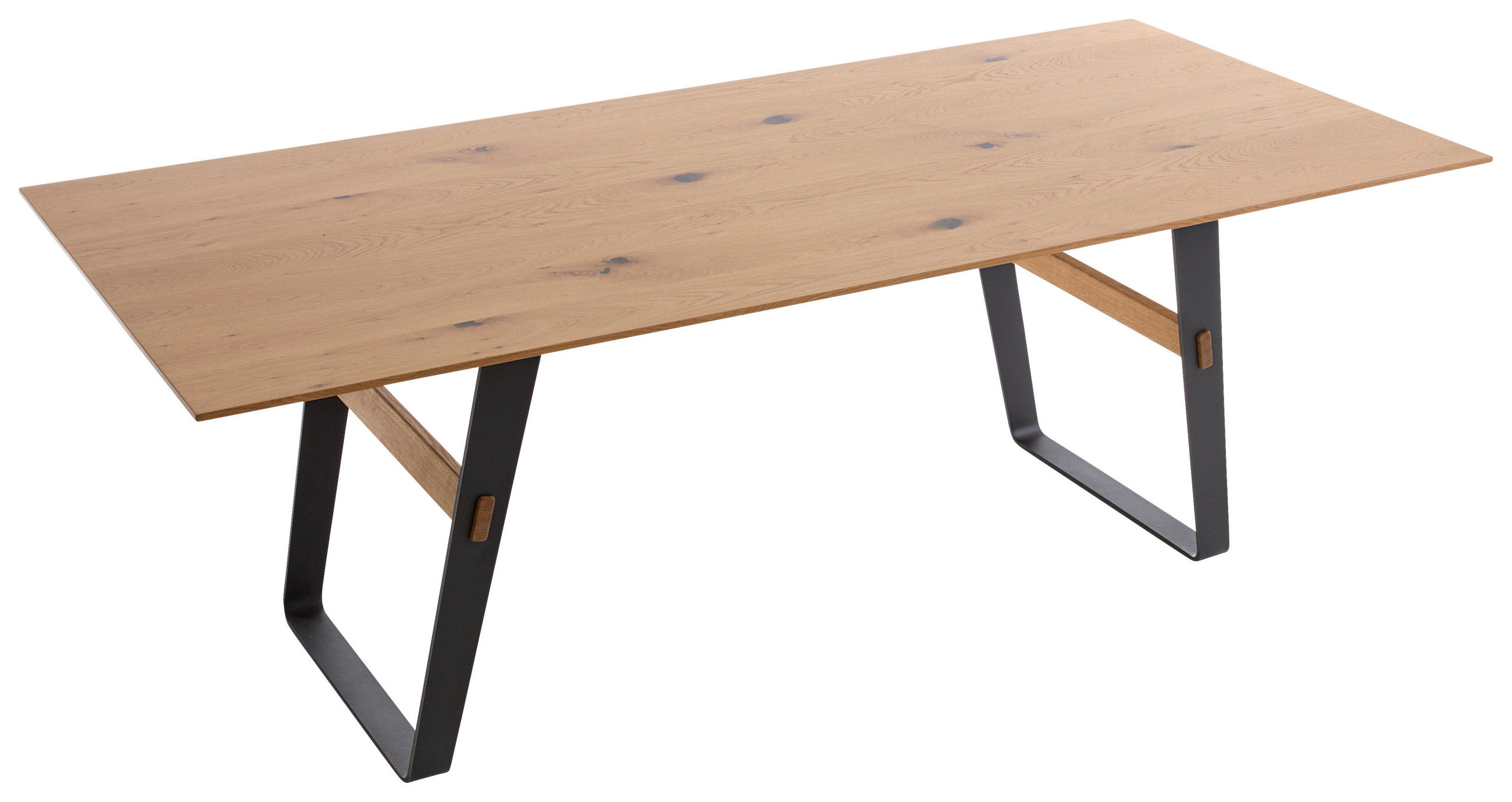 ESSTISCH 200/100/76 cm Echtholz  Holz, Metall in verschiedenen Größen erhältlich, in verschiedenen Holzarten erhältlich, Variantenauswahl rechteckig Schwarz, Wildeiche  - Wildeiche/Schwarz, Design, Holz/Metall (200/100/76cm) - Koinor