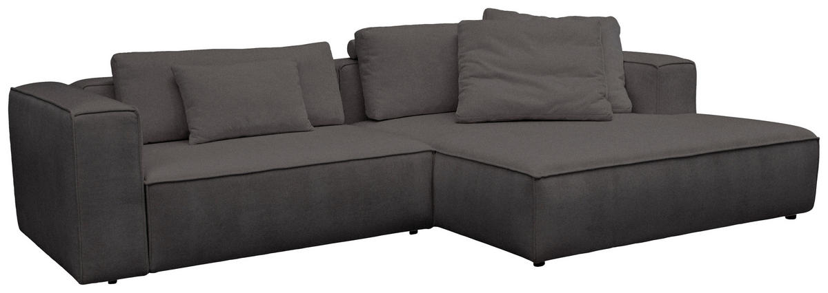 ECKSOFA Dunkelbraun Chenille Rücken echt  - Dunkelbraun/Schwarz, MODERN, Kunststoff/Textil (296/185cm) - Hom`in