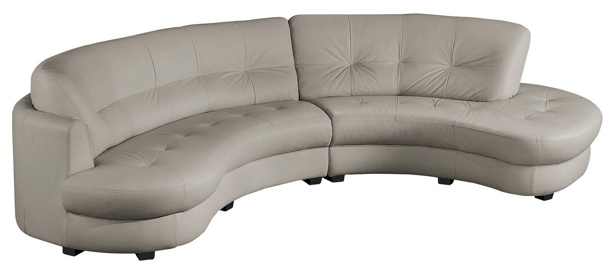 ECKSOFA Hellgrau Echtleder Lederlook  - Hellgrau/Schwarz, Design, Leder/Kunststoff (300/113cm) - Livetastic