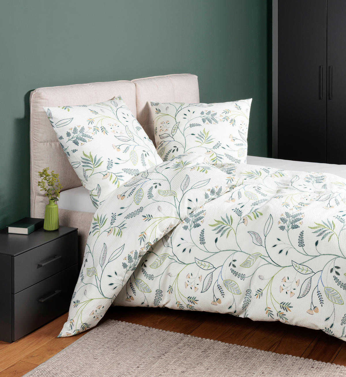 BETTWÄSCHE Seersucker 135/200 cm  - Grün, Design, Textil (135/200cm) - Janine