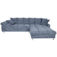 ECKSOFA Blau, Grau Webstoff  - Blau/Grau, Design, Textil/Metall (337/228cm) - Carryhome