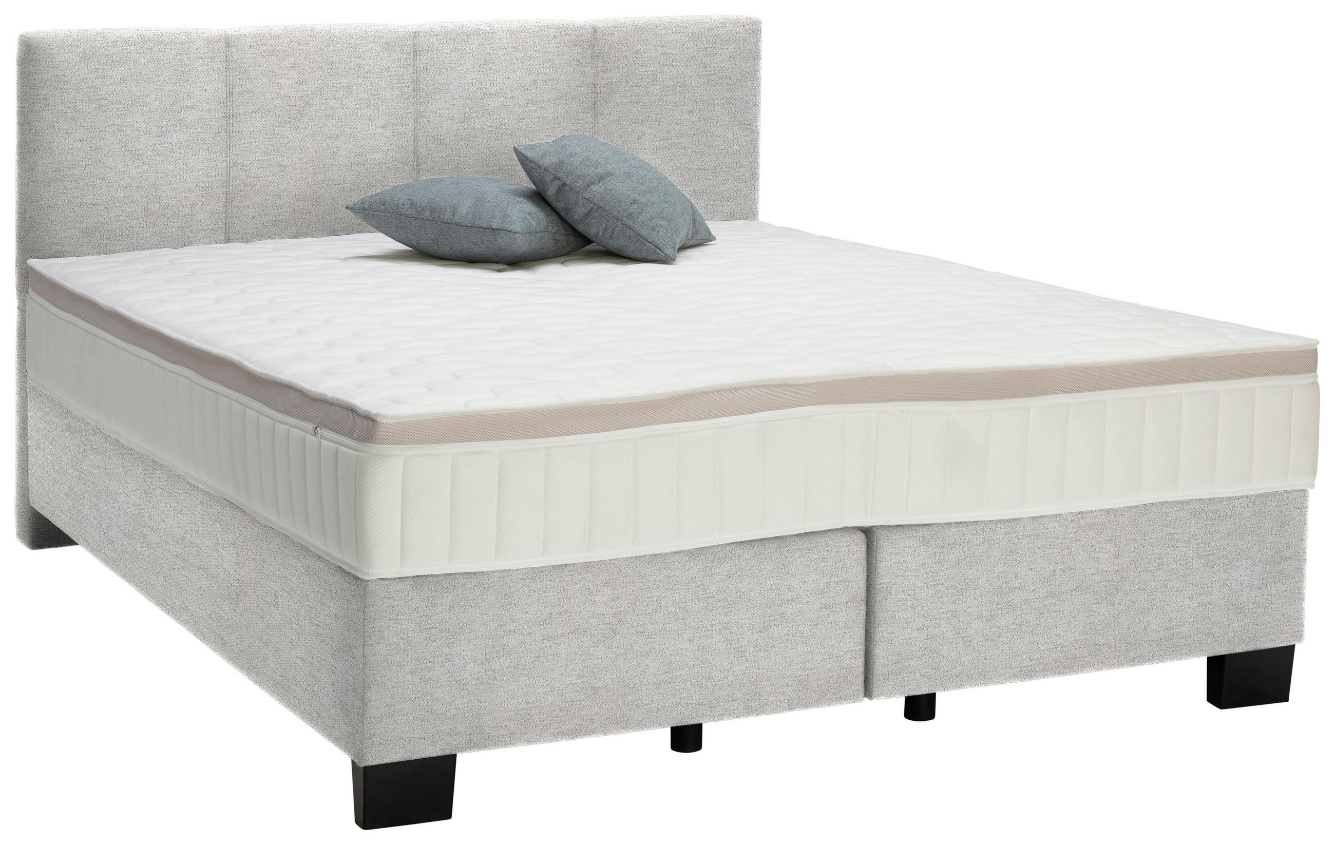 BOXSPRINGBETT 160/200 cm  in Hellgrau  - Hellgrau/Schwarz, Design, Kunststoff/Textil (160/200cm) - Hom`in
