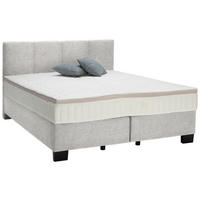 BOXSPRINGBETT 200/200 cm  in Hellgrau  - Hellgrau/Schwarz, Design, Kunststoff/Textil (200/200cm) - Hom`in
